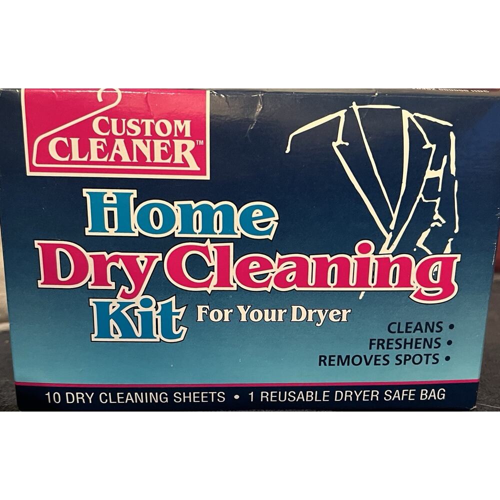 Custom Cleaners Home Dry Clean Kit 10 Cleaning Sheet + 1 Dryer‎ Safe Bag New